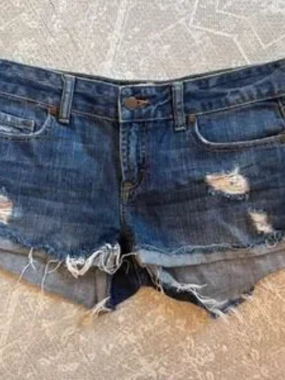 Y2K PINK Victoria's Secret Denim Shorts Women 4 Blue Distressed Raw Hem Low